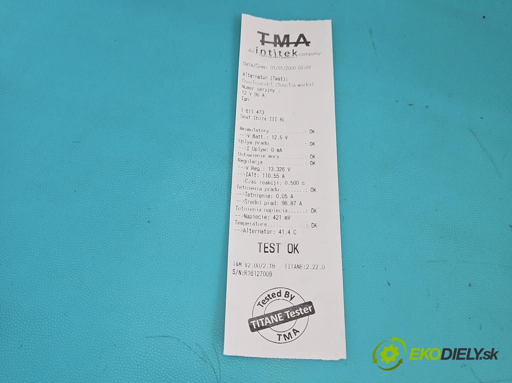 Seat Ibiza III 6L 2002-2008 1.4 tdi 75 hp manual 55 kW 1422 cm3 3- Alternator 045903023 (Alternátor)