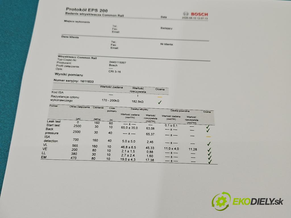 Renault Megane II 2003-2008 2.0 dci 150 hp manual 110 kW 1995 cm3 5- vstřikovač diesel 0445115007