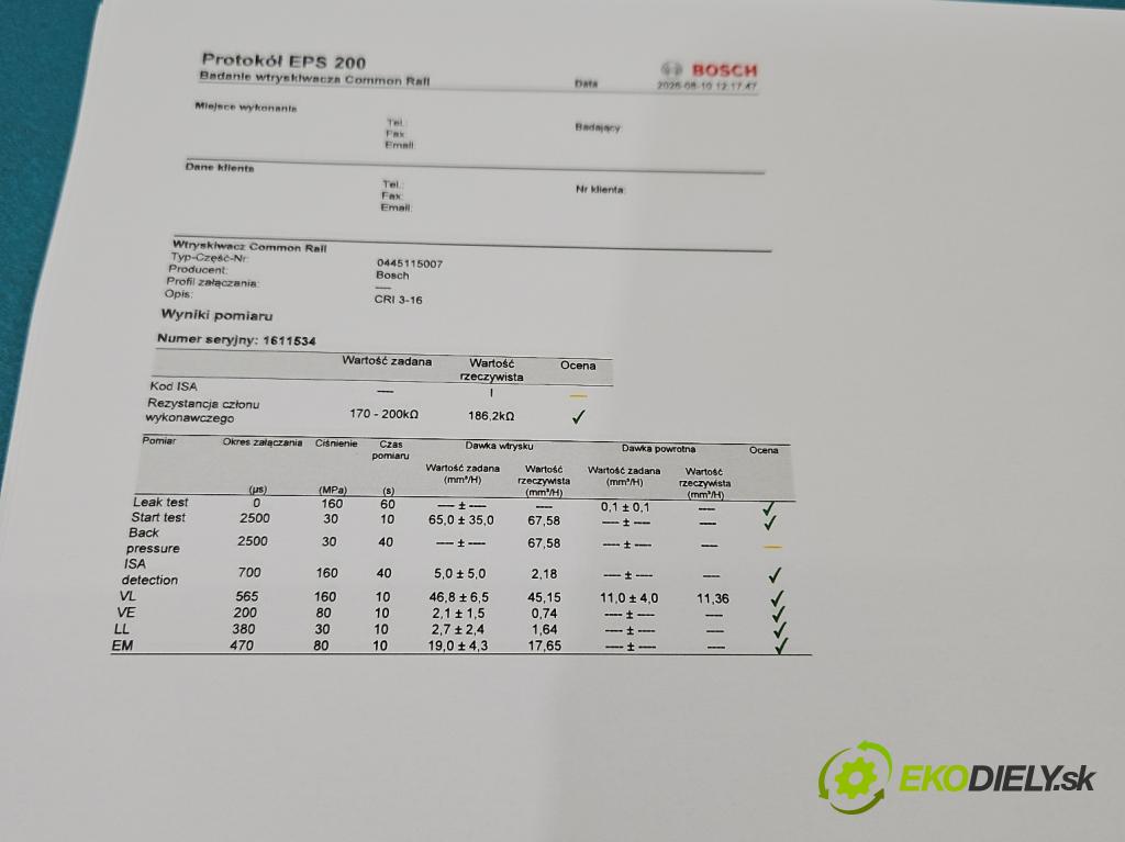 Renault Megane II 2003-2008 2.0 dci 150 hp manual 110 kW 1995 cm3 5- vstřikovač diesel 0445115007