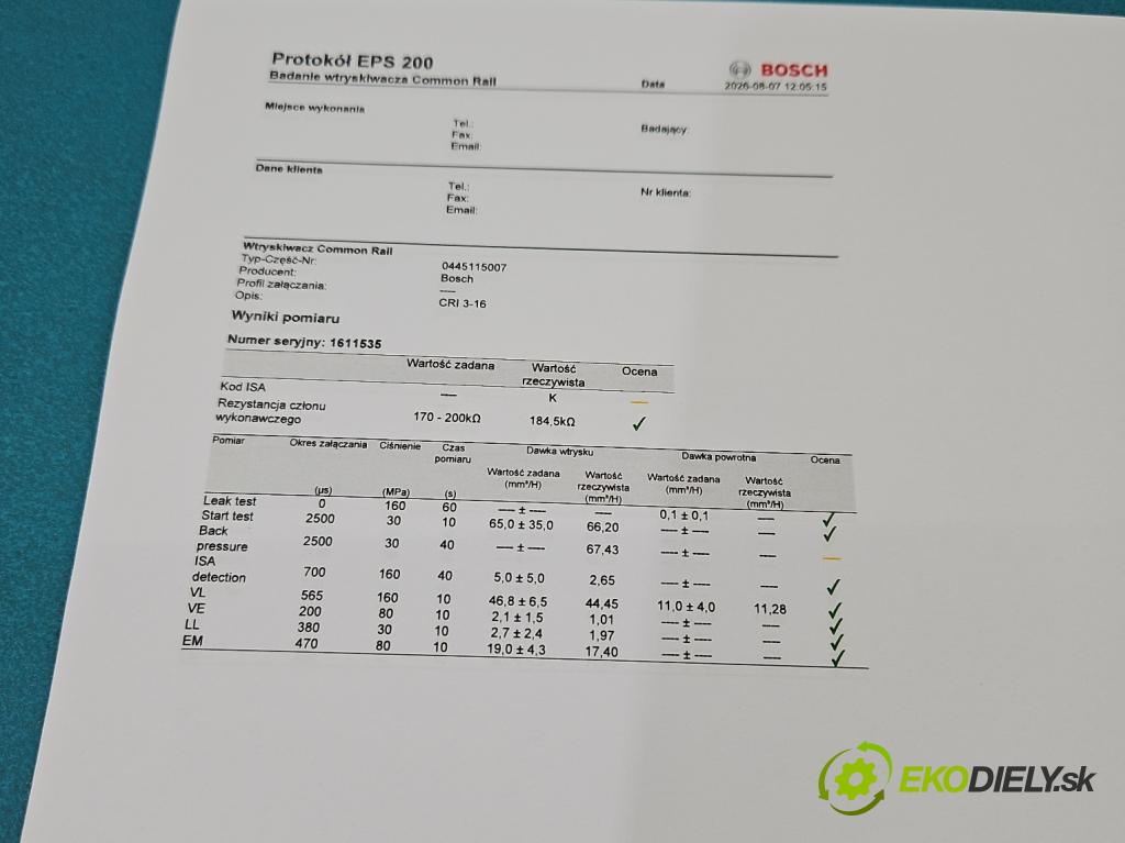 Renault Megane II 2003-2008 2.0 dci 150 hp manual 110 kW 1995 cm3 5- vstřikovač diesel 0445115007