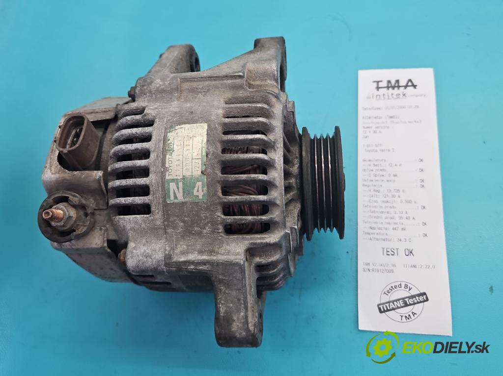 Toyota Yaris I 1999-2005 1.3 vvti 86 hp manual 63 kW 1299 cm3 3- Alternator 27060-21030 (Alternátor)