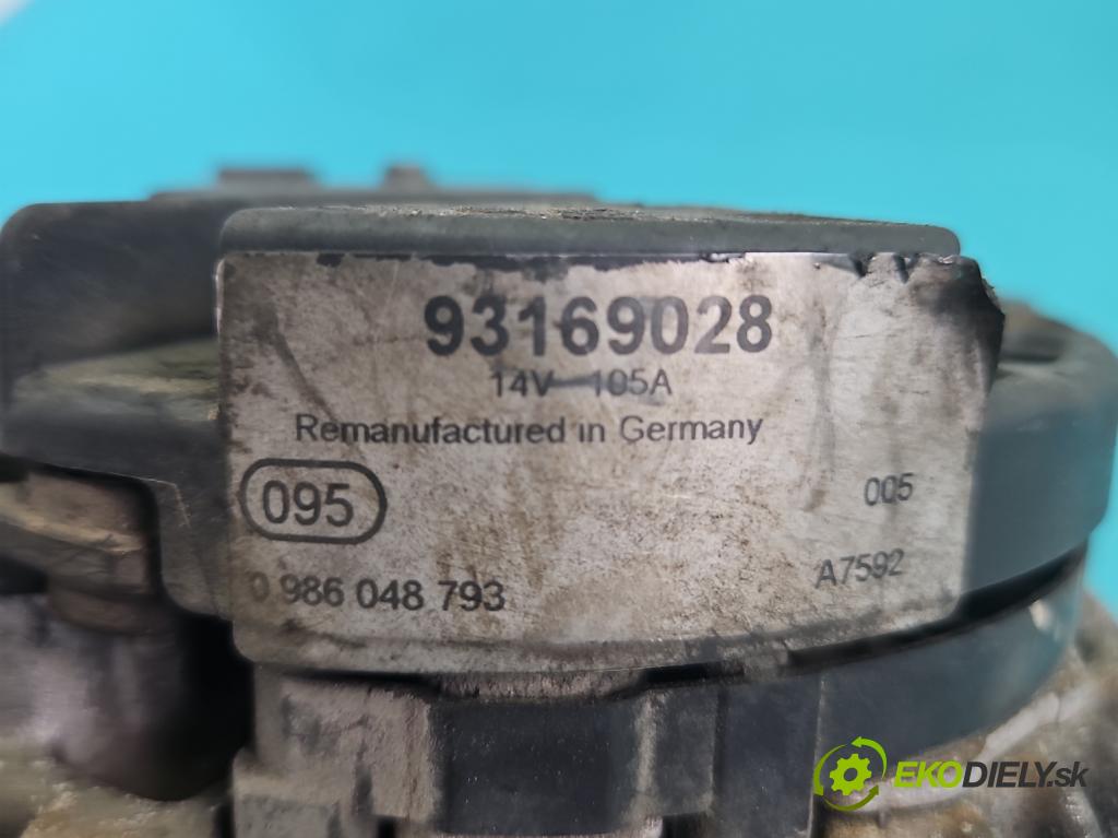 Opel Zafira B 2005-2014 1.9 cdti 120 hp manual 88 kW 1910 cm3 5- Alternator 93169028 (Alternátor)
