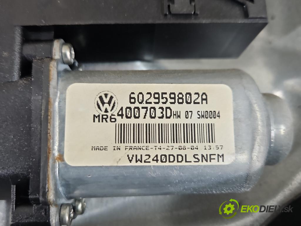 Vw Polo IV 9N 2001-2009 1.4 tdi 75 HP manual 55 kW 1422 cm3 3- mechanizmus okna predné ľavý 6Q2959802A