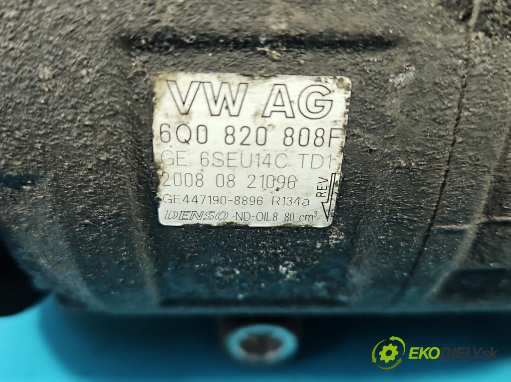 Skoda Fabia II 2007-2014 1.4 16V 86 hp manual 63 kW 1390 cm3 5- Kompresor: klíma 6Q0820808F (Kompresor klimatizace)