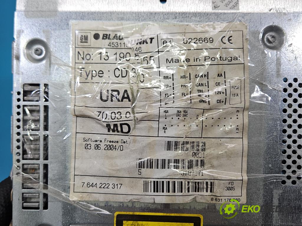 Opel Meriva A 2002-2010 1.4 16V 90 hp manual 66 kW 1364 cm3 5- Radio továrna: 13190855