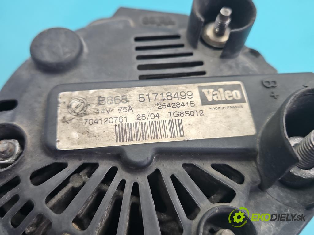 Fiat Punto Grande 1.3d 75 hp manual 55 kW 1248 cm3 3- Alternator 51718499 (Alternátor)