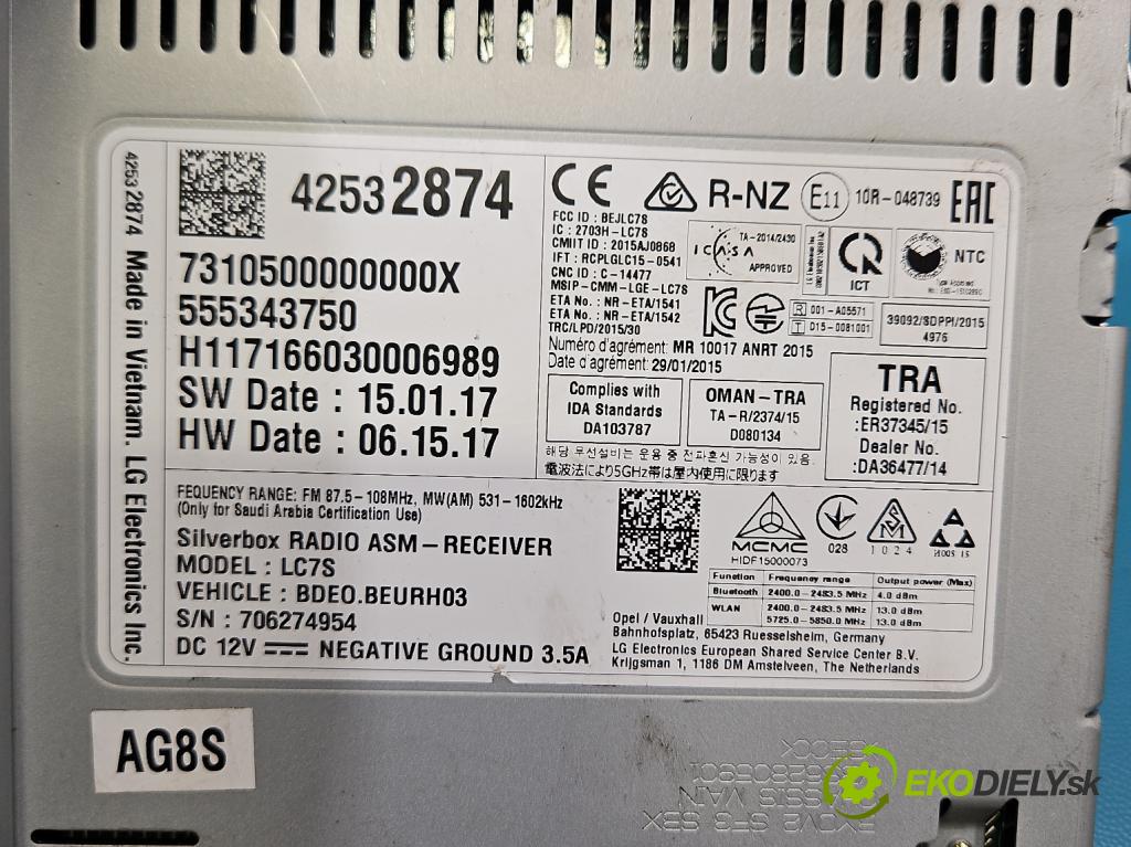 Opel Insignia B 2017-2022 2.0 CDTI 170 HP manual 125 kW 1956 cm3 5- Radio originál 555343750