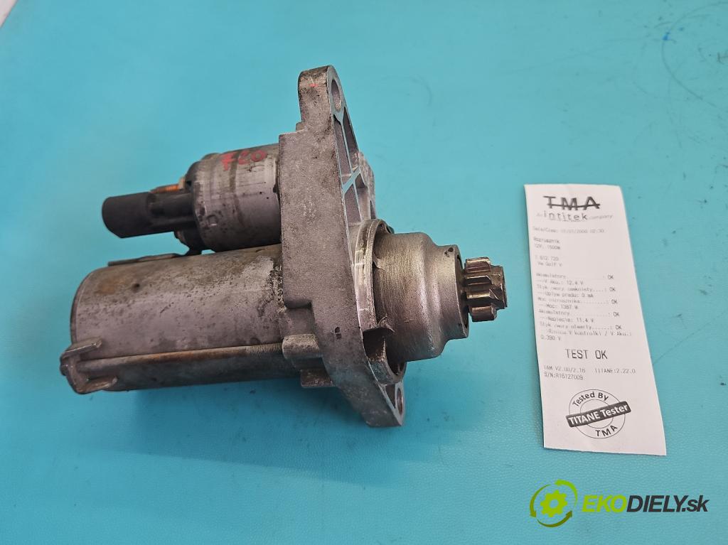 Vw Golf V 2003-2009 1.4 16V 75 hp manual 55 kW 1390 cm3 5- startér: 02T911023S (Startér)