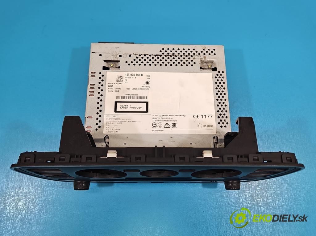 Skoda Citigo 2011-2019 1.0 MPI 60 HP manual 44 kW 999 cm3 3- Radio originál 1ST035867B