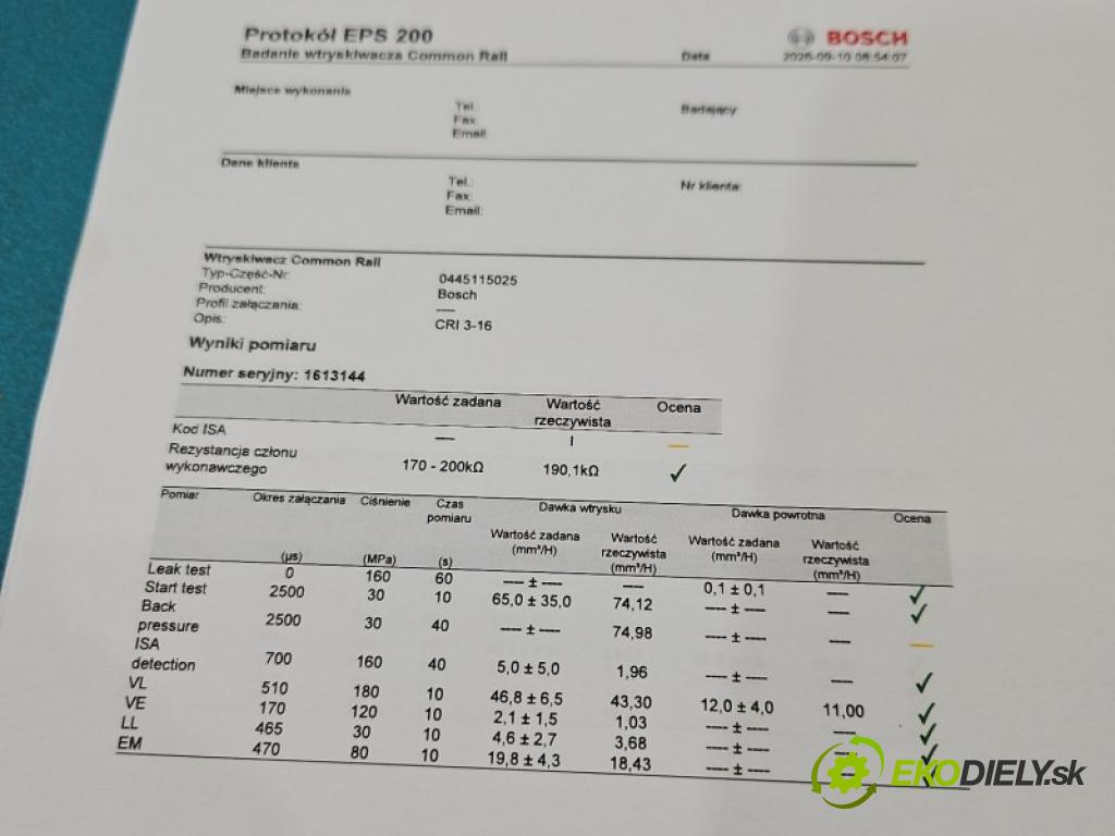 Citroen C-Crosser 2007-2012 2.2 hdi 156 HP automatic 115 kW 2179 cm3 5- vstrek diesel: 0445115025