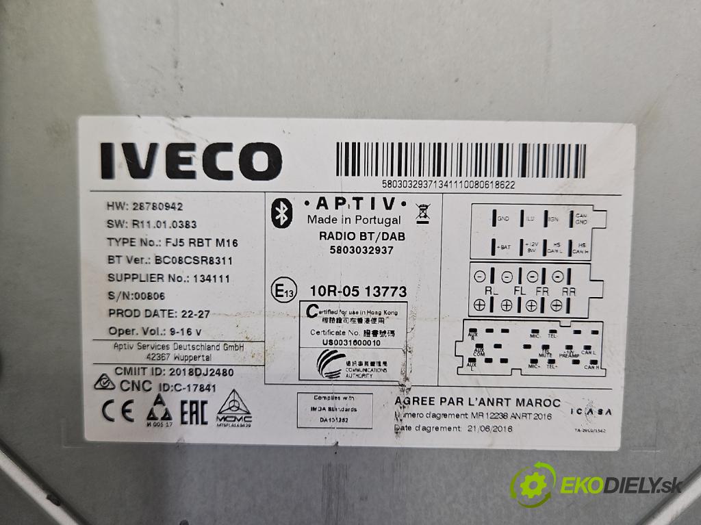Iveco Daily V 2014- 3.0 hpi 175 HP automatic 129 kW 2998 cm3 2- Radio originál 28780942