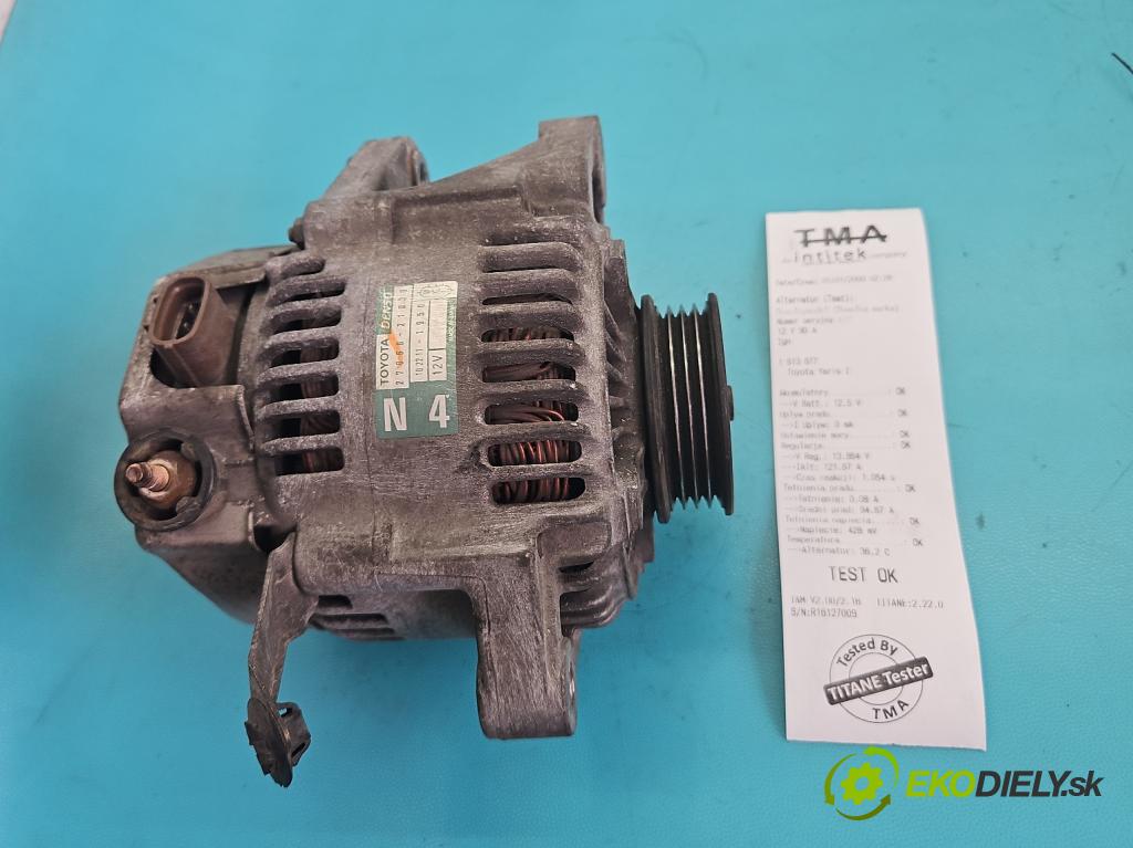 Toyota Yaris I 1999-2005 1.3 vvti 86 hp manual 63 kW 1299 cm3 5- Alternator 27060-21030 (Alternátor)