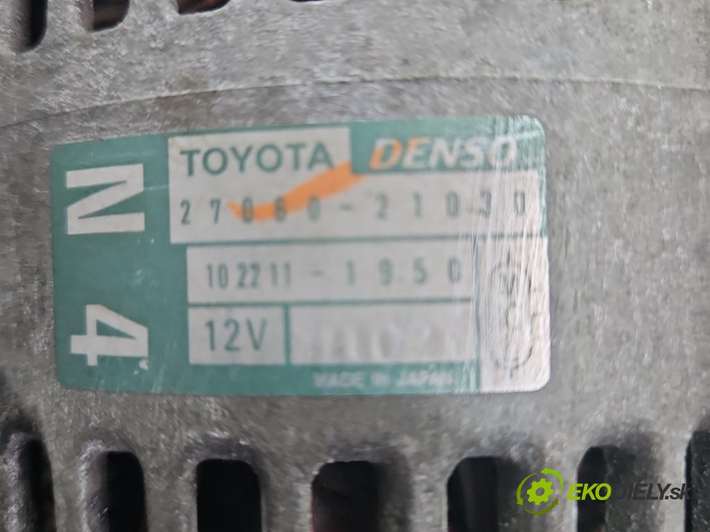 Toyota Yaris I 1999-2005 1.3 vvti 86 HP manual 63 kW 1299 cm3 5- Alternator 27060-21030 (Alternátor)