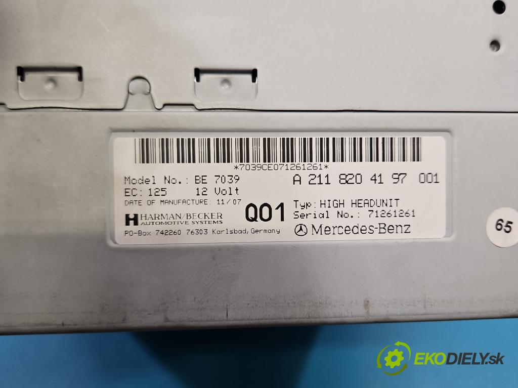 Mercedes E W211 2002-2009 3.5 V6 272964 272 HP automatic 200 kW 3498 cm3 5- Radio originál A2118204197