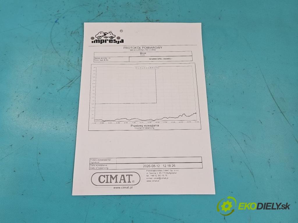 Opel Vivaro 2001-2014 1.9 cdti 101 hp manual 74 kW 1870 cm3 5- Turbodmychadlo repasováno 717345-2