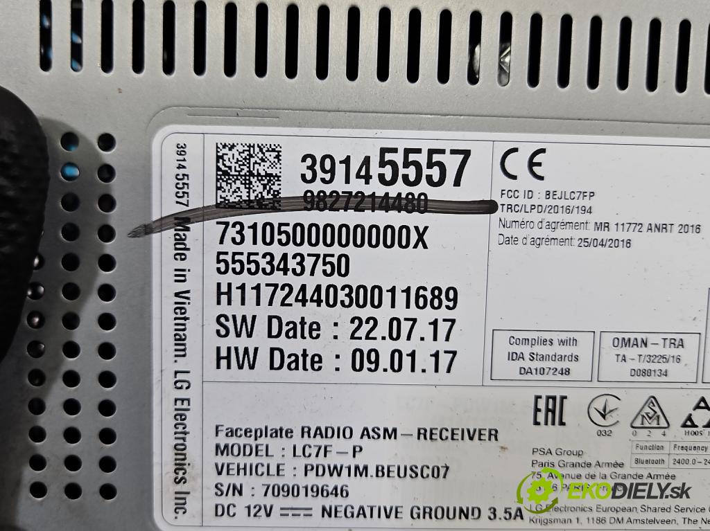 Opel Grandland 2017–2024 1.2 T 131 HP manual 96 kW 1199 cm3 5- Radio originál 555343750