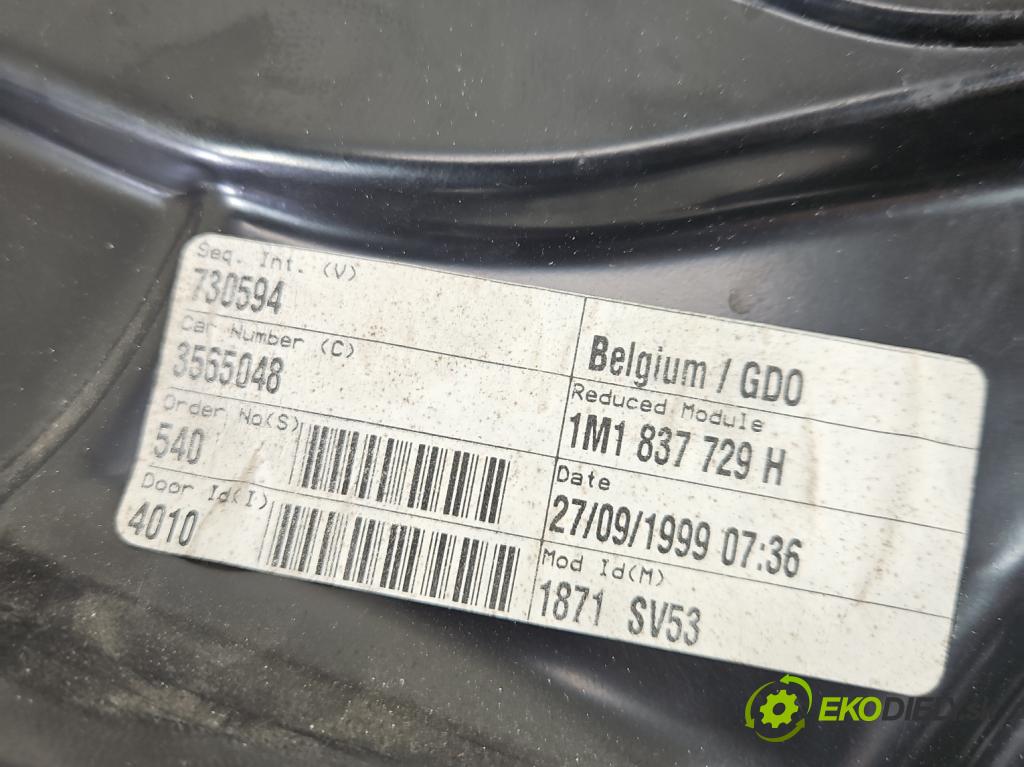 Seat Leon I 1999-2005 1.6 8V 101 HP manual 74 kW 1595 cm3 5- mechanizmus okna predné ľavý