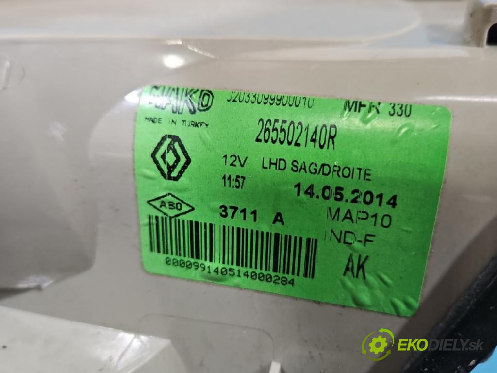 Renault Fluence 1.6 16V 111KM manual 82 kW 1598 cm3 4- světlo zadní pravé blatník: 265502140R