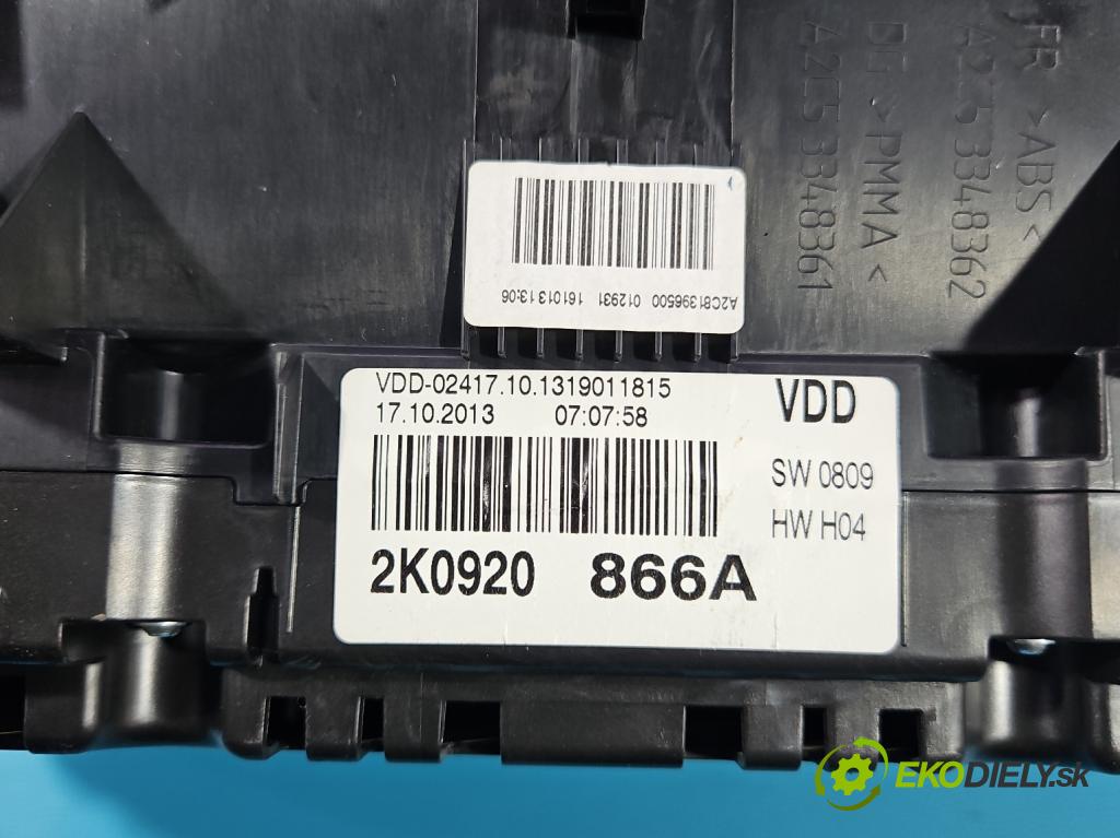 Vw Caddy III 2K 2003-2020 1.6 tdi 75 HP manual 55 kW 1598 cm3 5- prístrojovka/ budíky 2K0920866A (Prístrojová doska)