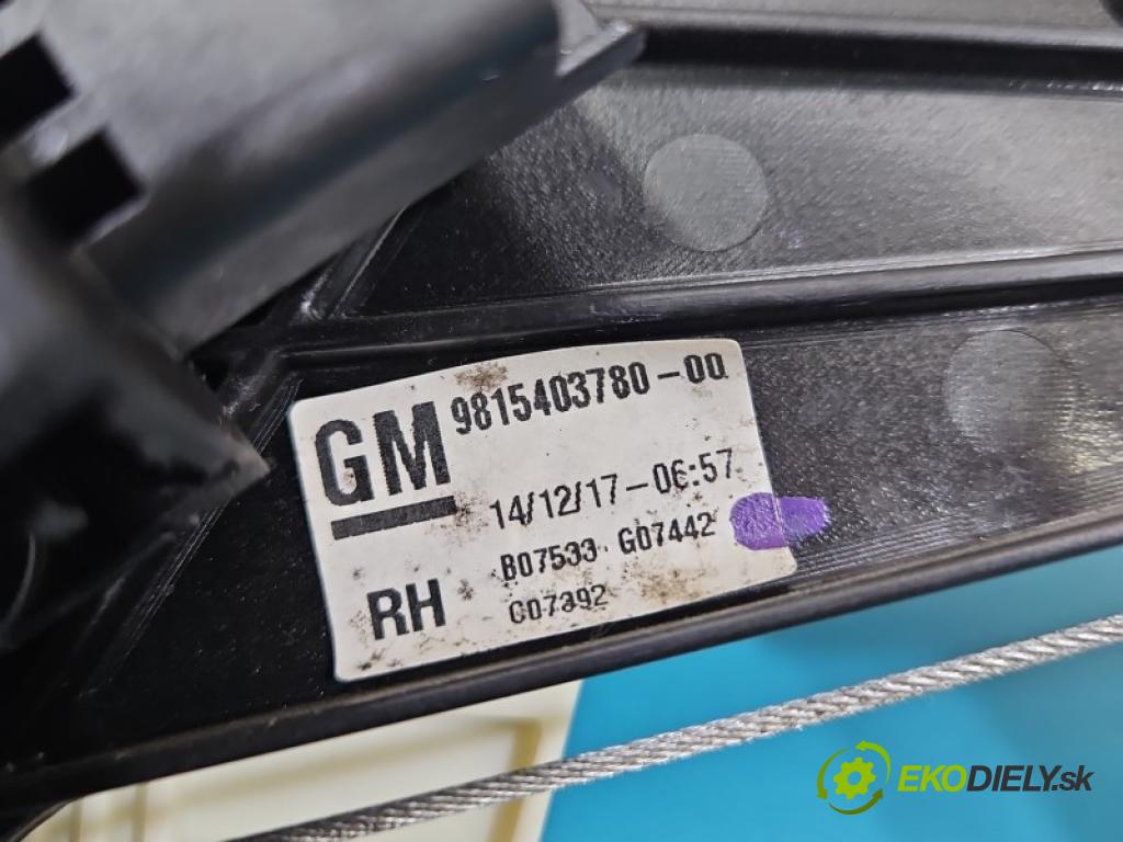 Opel Grandland 2017–2024 1.2 T 131 hp manual 96 kW 1199 cm3 5- mechanismus stahování zadní pravý 9815403780