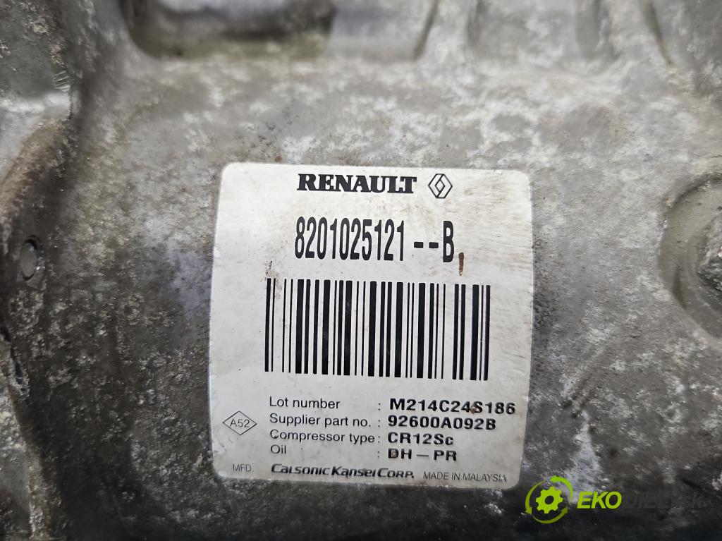 Renault Fluence 1.6 16V 111KM manual 82 kW 1598 cm3 4- Kompresor: klíma 8201025121-B (Kompresor klimatizace)