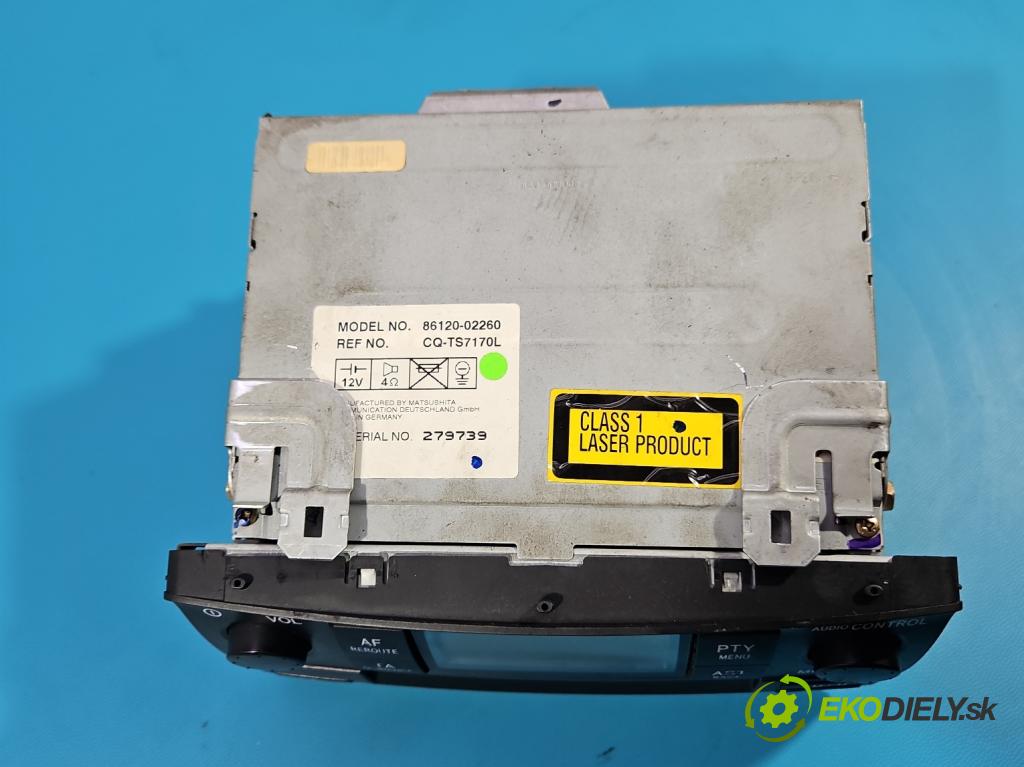 Toyota Corolla E12 2001-2009 1.4 vvti 97KM manual 71 kW 1398 cm3 5- Radio originál 86120-02260