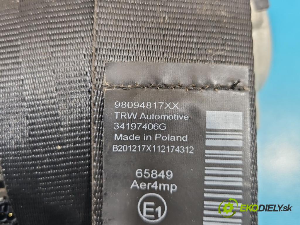 Opel Grandland 2017–2024 1.2 T 131 HP manual 96 kW 1199 cm3 5- pas bezpečnosť: zadné ľavý 98094817XX