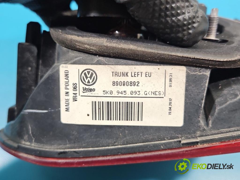 Vw Golf VI 2008-2013 1.6 tdi 105 HP manual 77 kW 1598 cm3 5- svetlo / reflektor zadné ľavé kufrové dvere 5K0945093G
