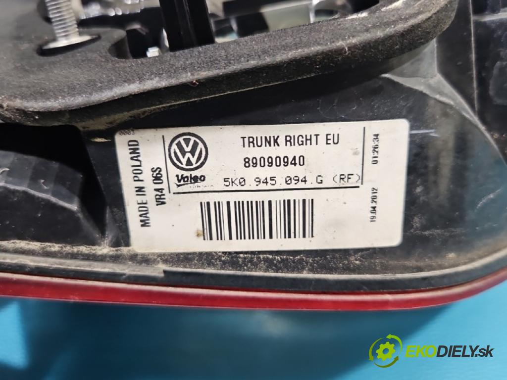 Vw Golf VI 2008-2013 1.6 tdi 105 HP manual 77 kW 1598 cm3 5- svetlo / reflektor zadné pravé kufrové dvere 5K0945094G
