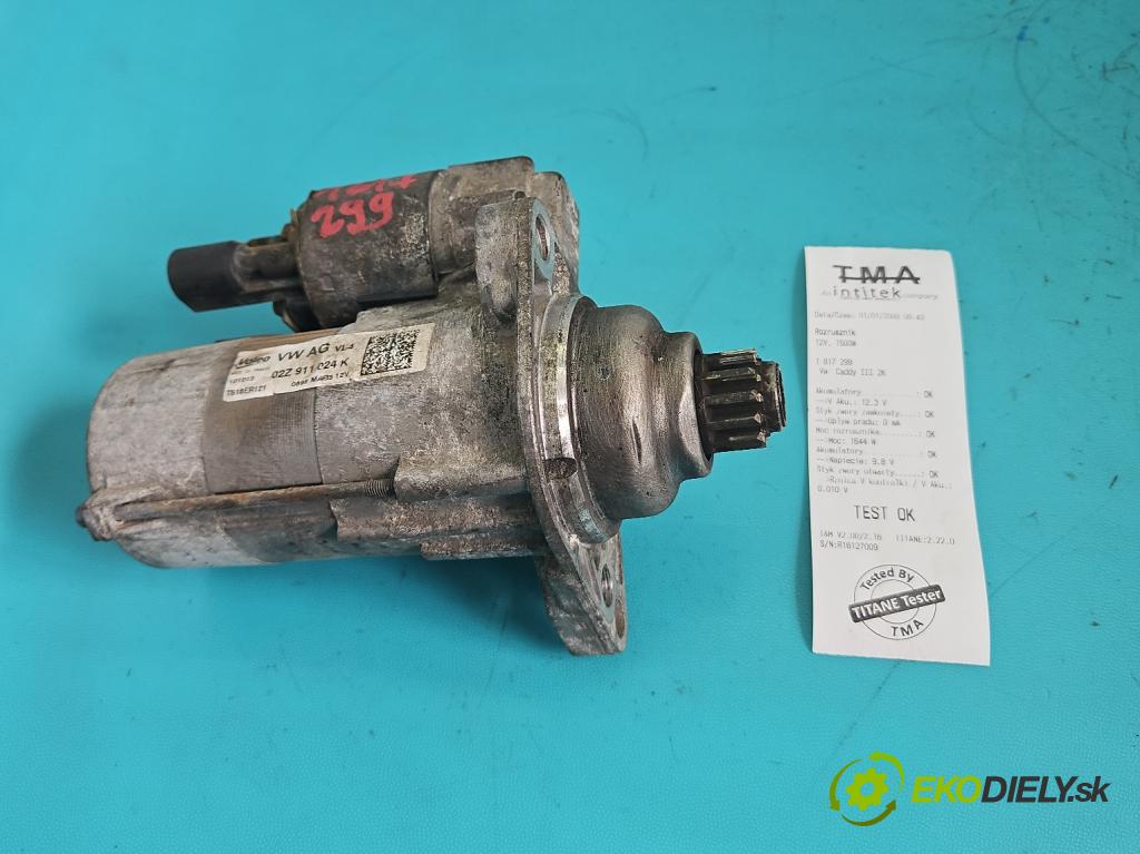 Vw Caddy III 2K 2003-2020 1.6 tdi 75 HP manual 55 kW 1598 cm3 5- štartér 02Z911024K (Štartér)