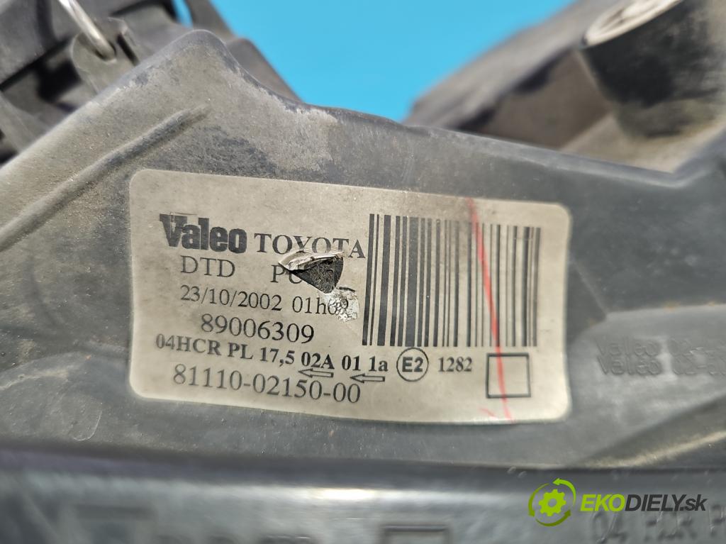 Toyota Corolla E12 2001-2009 1.4 vvti 97KM manual 71 kW 1398 cm3 5- Reflektor: pravý 81110-02150-00 (Svetlo predné pravé)