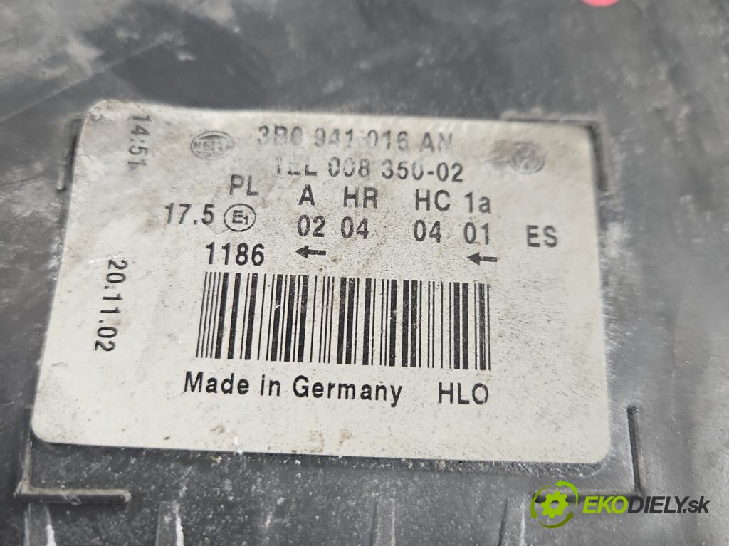 Vw Passat B5 1995-2005 1.8 T 150 hp manual 110 kW 1781 cm3 4- světlo pravý 3B0941016AN (Pravé přední světlo)
