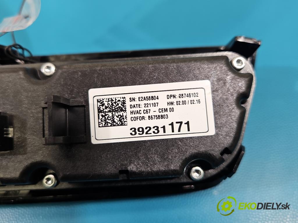 Opel Corsa F 2019- 1.2 12V 75 hp manual 55 kW 1199 cm3 5- palubní deska panel topení 39231171