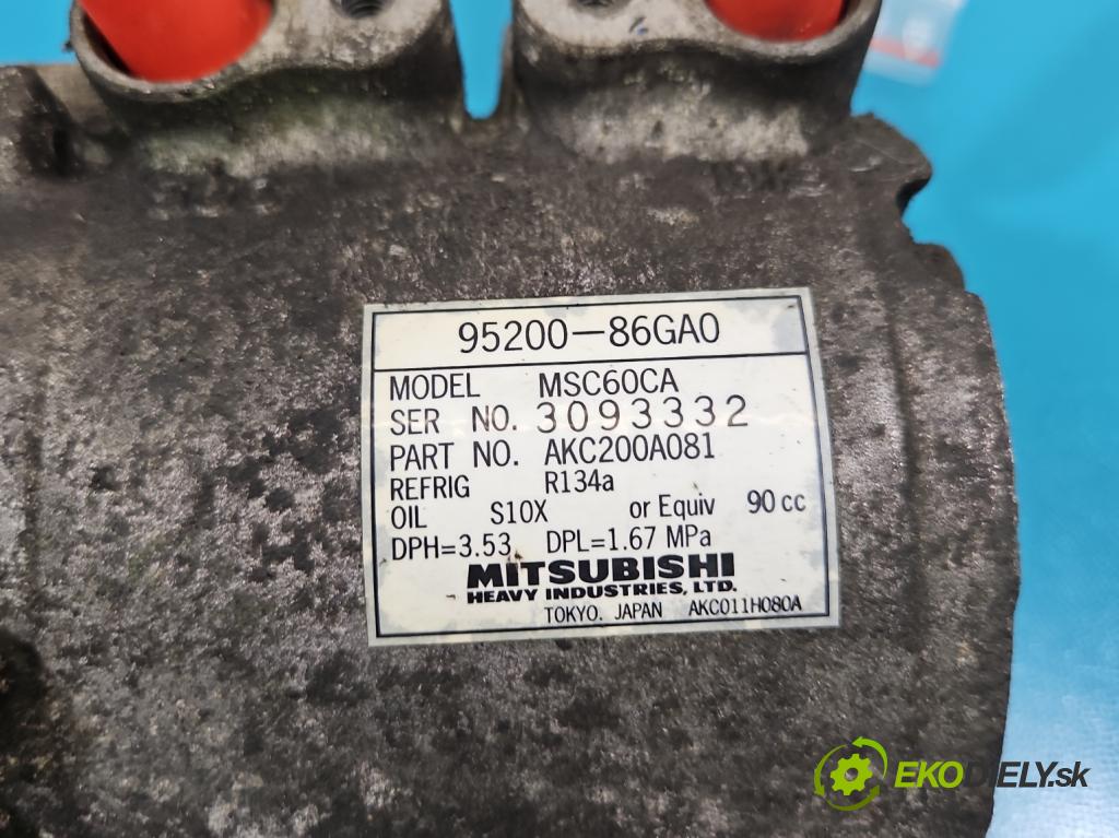 Suzuki Ignis 1.3 16V 93KM manual 68.6 kW 1328 cm3 5- Kompresor: klimatizácie 95200-86GA0 (Kompresor klimatizácie)