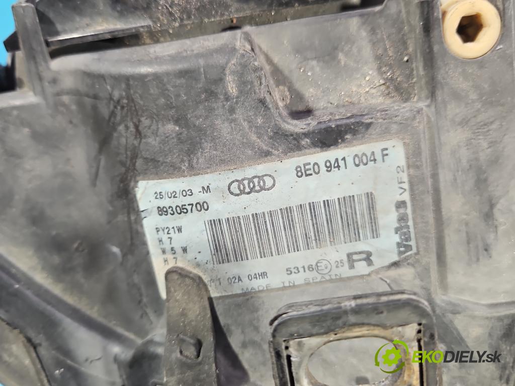 Audi A4 B6 2000-2004 1.6 8V 102 HP manual 75 kW 1595 cm3 4- Reflektor: pravý 8E0941004F (Svetlo predné pravé)