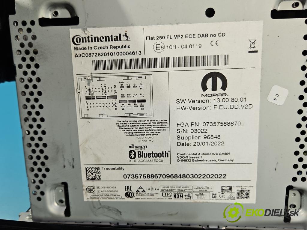 Opel Movano IV 2021- 2.2 cdti 165 HP manual 121 kW 2179 cm3 5- Radio originál 07357588670