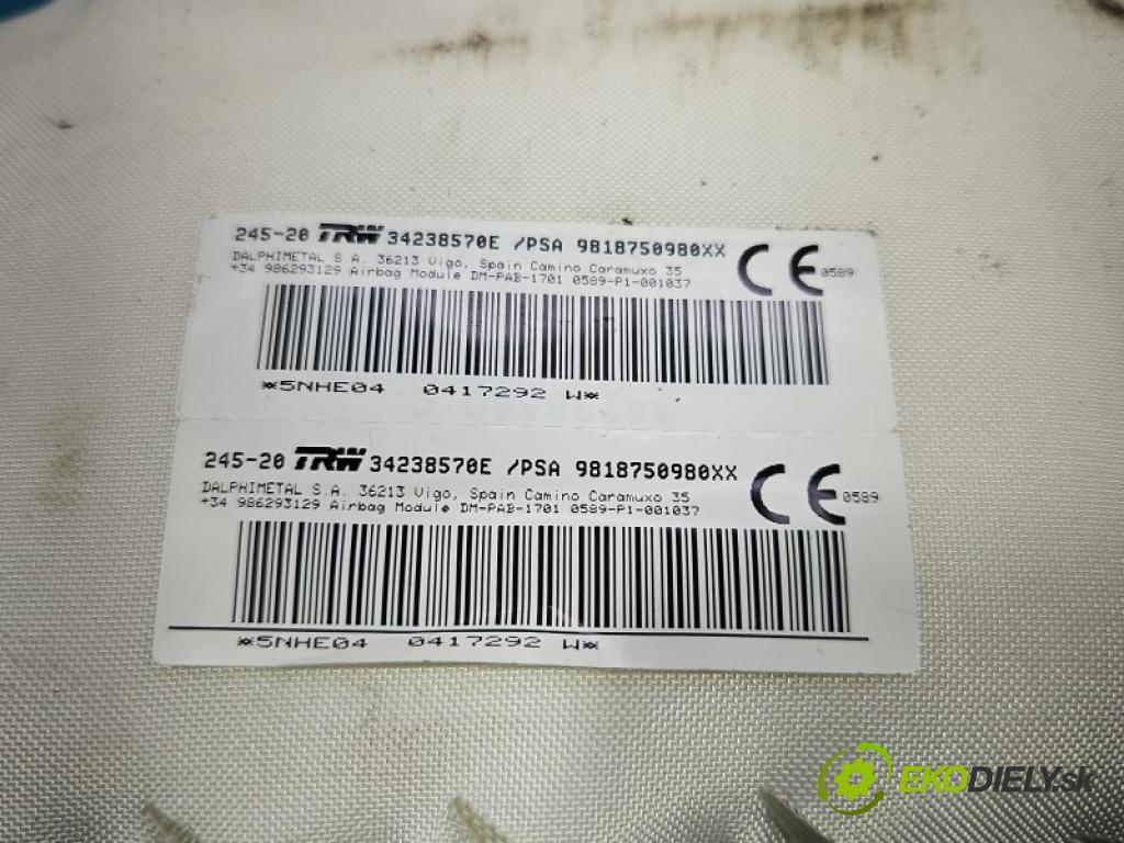 Toyota Proace City 1.5 D4D 131 HP automatic 96 kW 1499 cm3 5- airbag vzduch: spolujezdce: 9818750980 (Airbag)