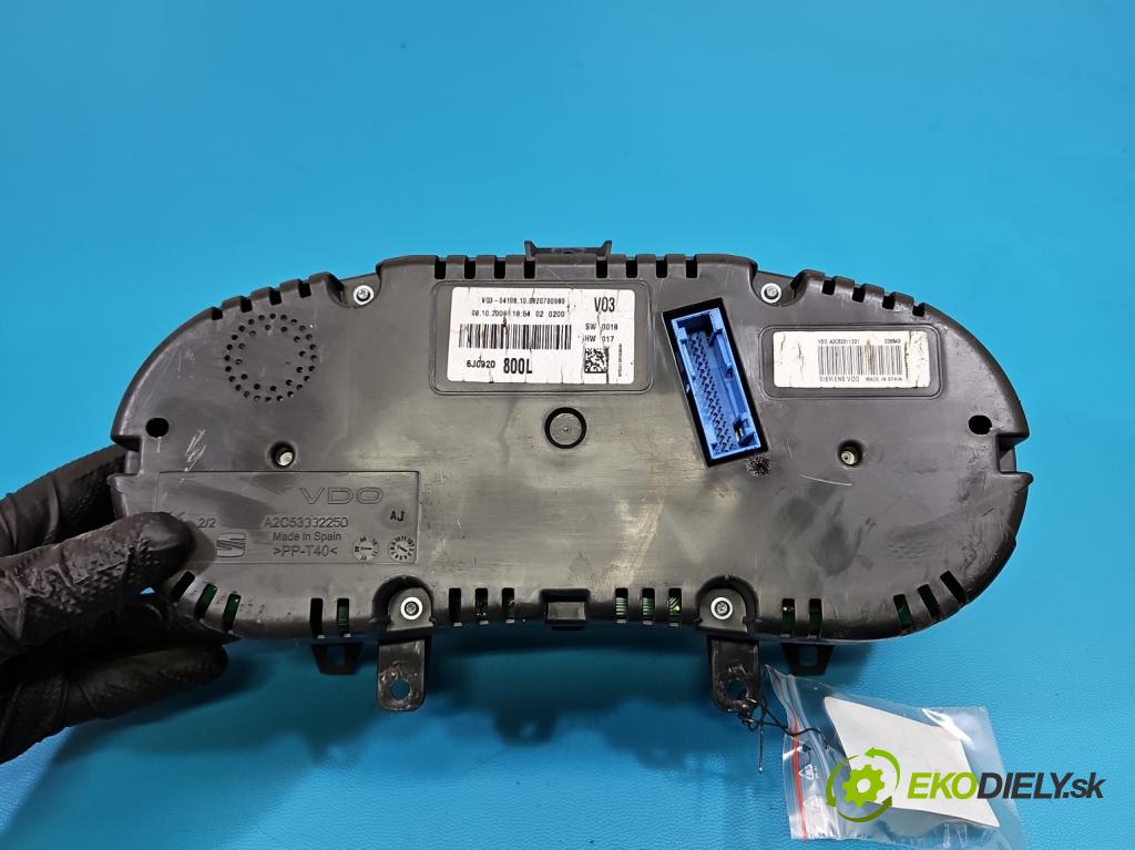 Seat Ibiza IV 6J 2008-2017 1.4 tdi BMS 80 HP manual 59 kW 1422 cm3 5- prístrojovka/ budíky 6J0920800L (Prístrojová doska)