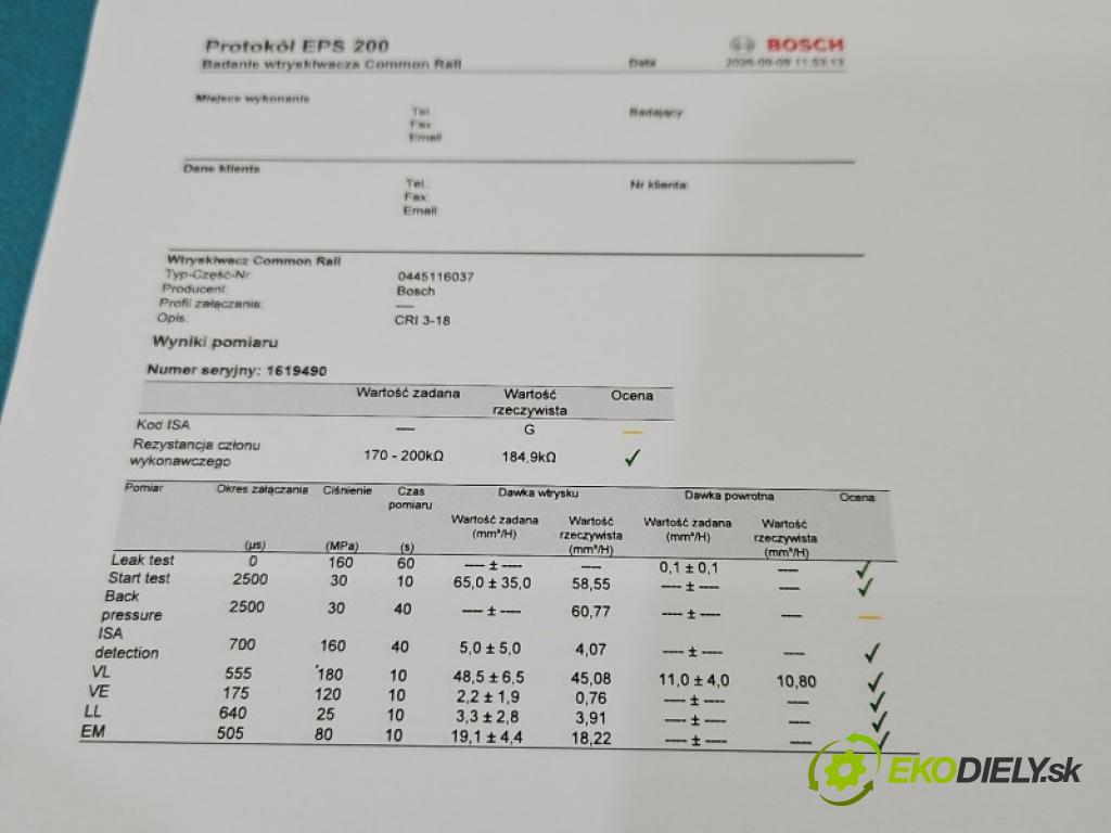 Land rover Range Rover III L322 2001-2012 4.4 V8 313 hp automatic 230 kW 4367 cm3 5- vstřikovač diesel 0445116037