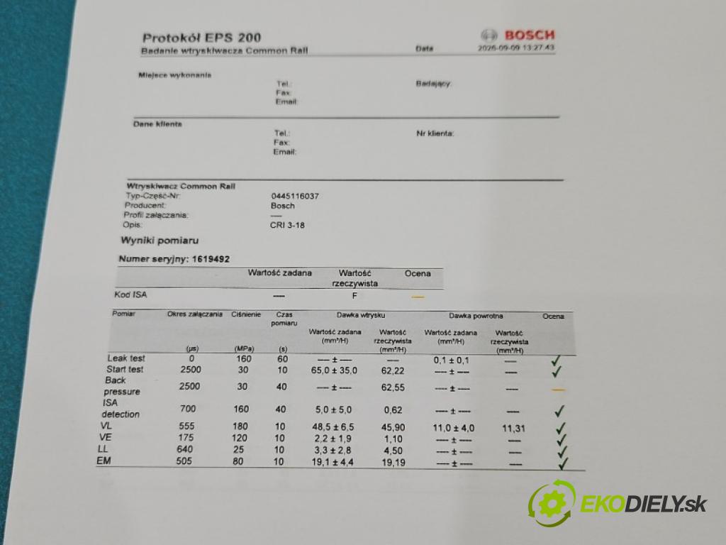 Land rover Range Rover III L322 2001-2012 4.4 V8 313 hp automatic 230 kW 4367 cm3 5- vstřikovač diesel 0445116037