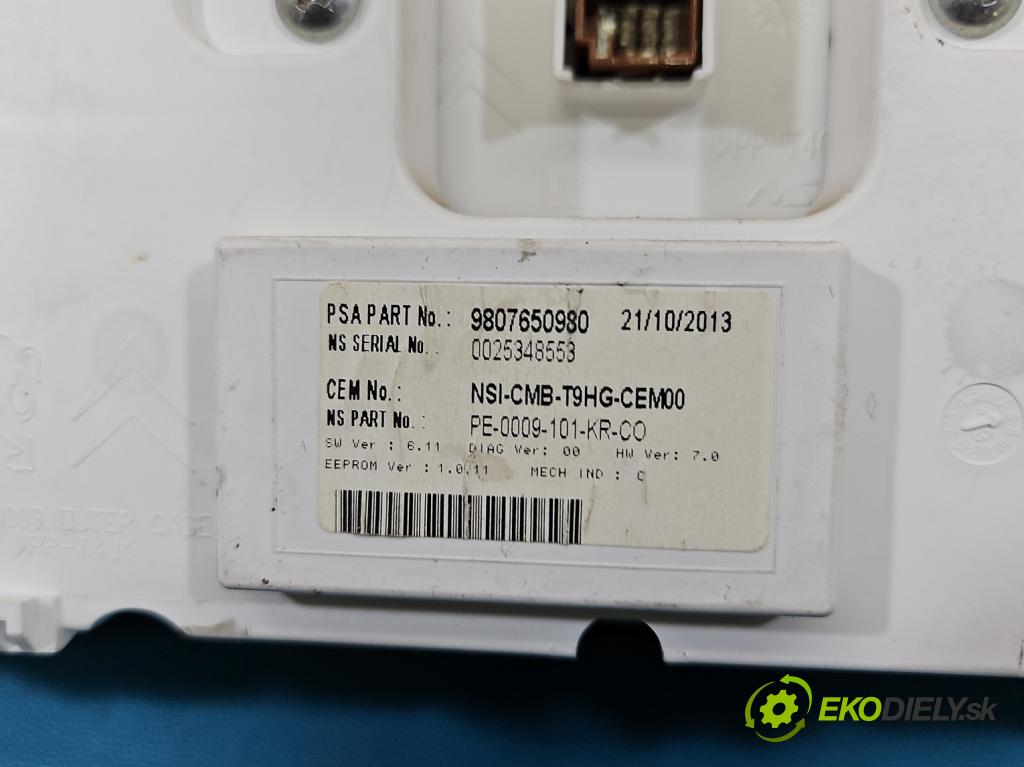 Peugeot 308 II 2013-2021 1.6 THP 125 HP manual 92 kW 1598 cm3 5- prístrojovka/ budíky 9807650980 (Prístrojová doska)