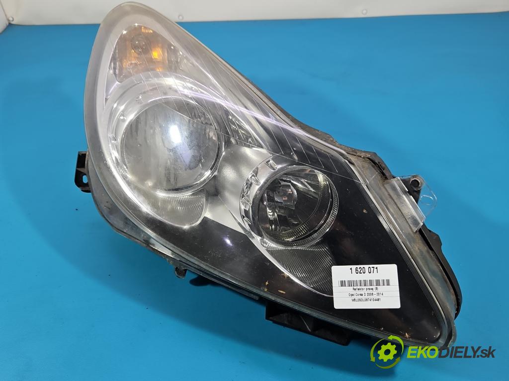 Opel Corsa D 2006-2014 1.3 cdti 90 HP manual 66 kW 1248 cm3 3- Reflektor: pravý 13217454 (Svetlo predné pravé)