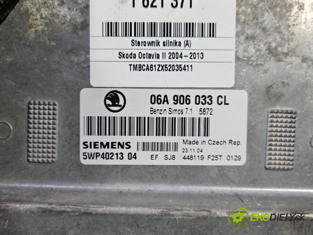 Skoda Octavia II 2004-2013 1.6 8V 102 HP manual 75 kW 1595 cm3 5- riadiaca jednotka motora 06A906033CL