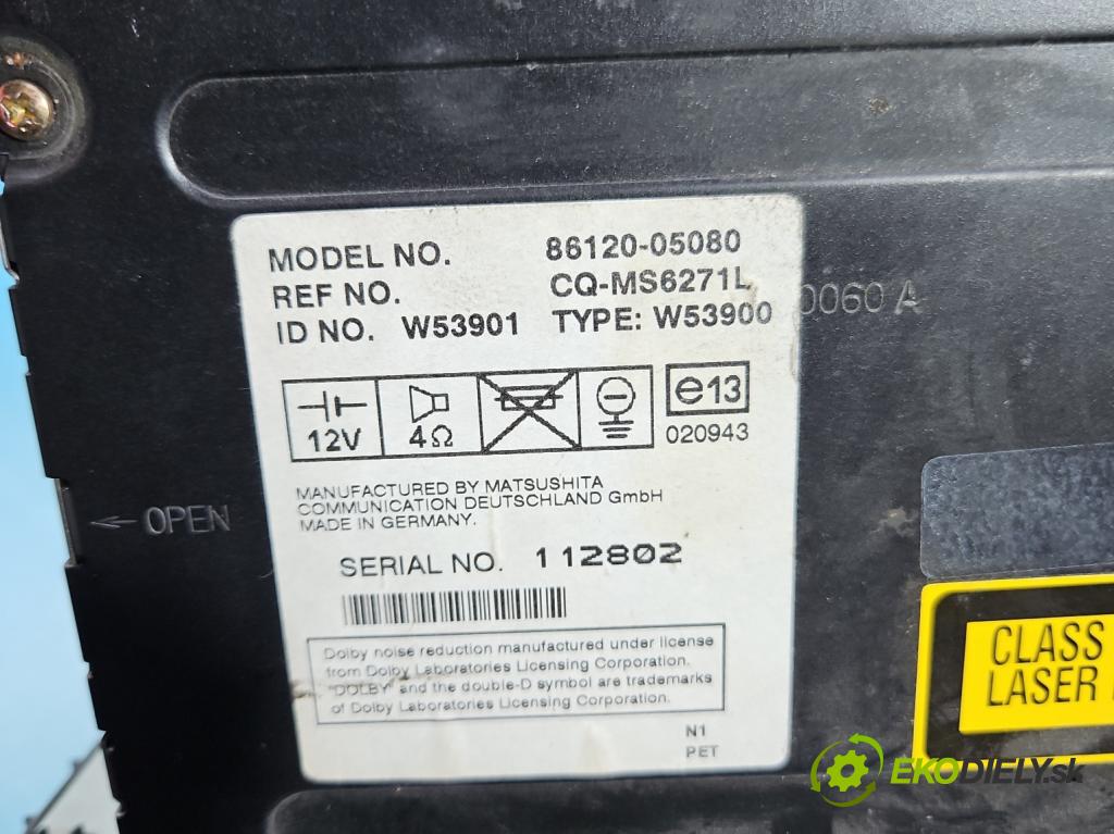 Toyota Avensis II T25 2003-2008 1.8 vvti 129 HP manual 95 kW 1794 cm3 5- Radio originál 86120-05080