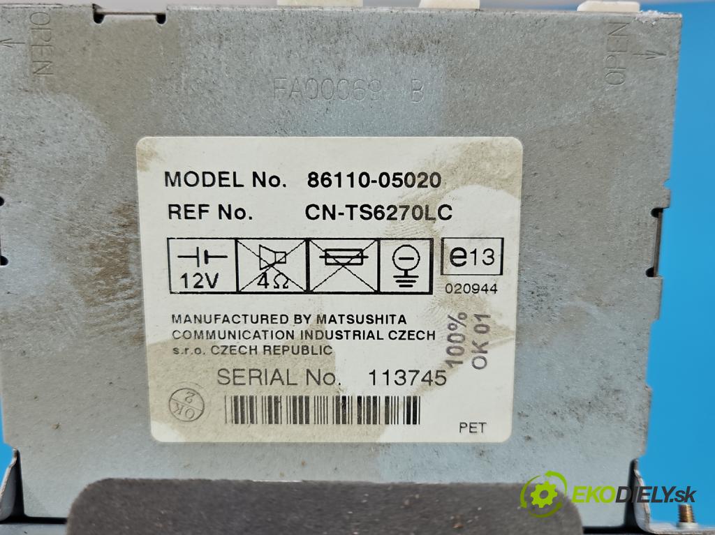 Toyota Avensis II T25 2003-2008 1.8 vvti 129 HP manual 95 kW 1794 cm3 5- Zobrazit: 86110-05020 (Prístrojová doska)