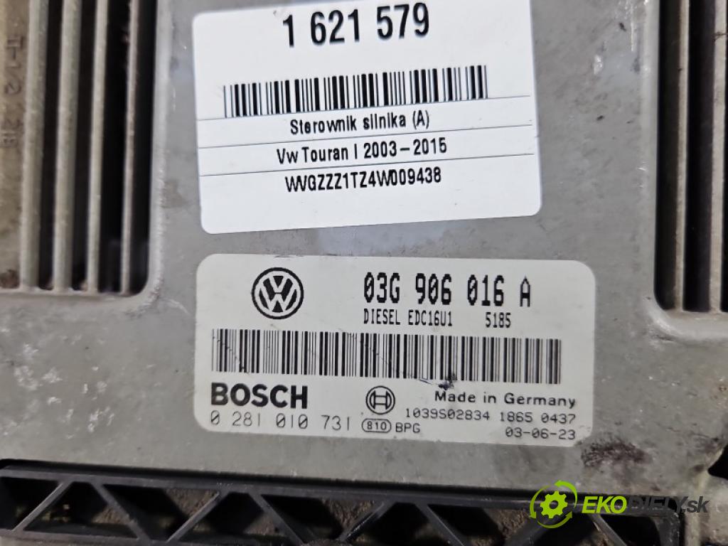 Vw Touran I 2003-2015 1.9 tdi 101 HP manual 74 kW 1896 cm3 5- riadiaca jednotka motora 0281010731