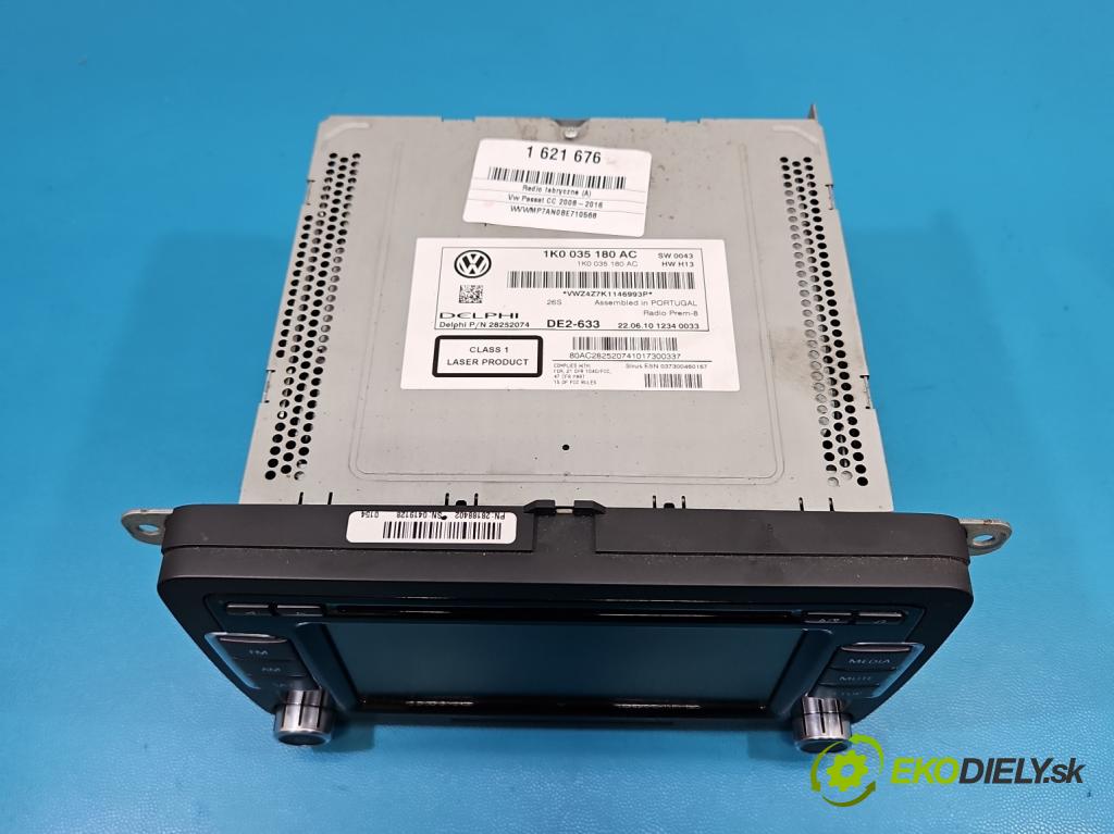 Vw Passat CC 2008-2016 2.0 TSI 200 HP automatic 147 kW 1984 cm3 4- Radio originál 1K0035180AC