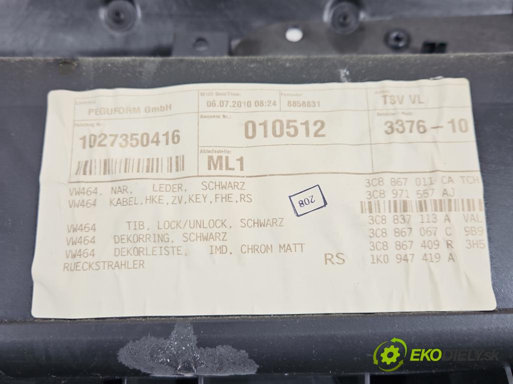 Vw Passat CC 2008-2016 2.0 TSI 200 HP automatic 147 kW 1984 cm3 4- Čalounictví: dvere predné ľavé 3C8867011