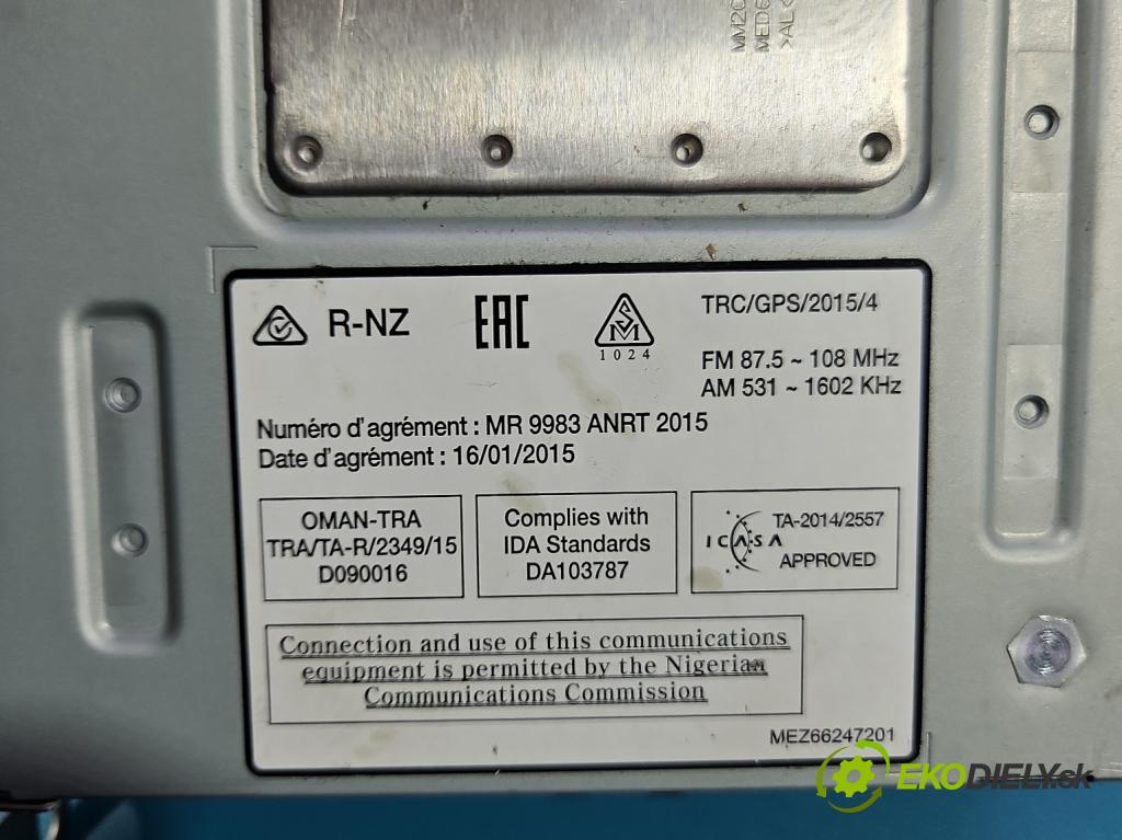 Renault Espace V 2014-2023 1.6 dci 160 hp automatic 118 kW 1598 cm3 5- Radio továrna: 281157802R