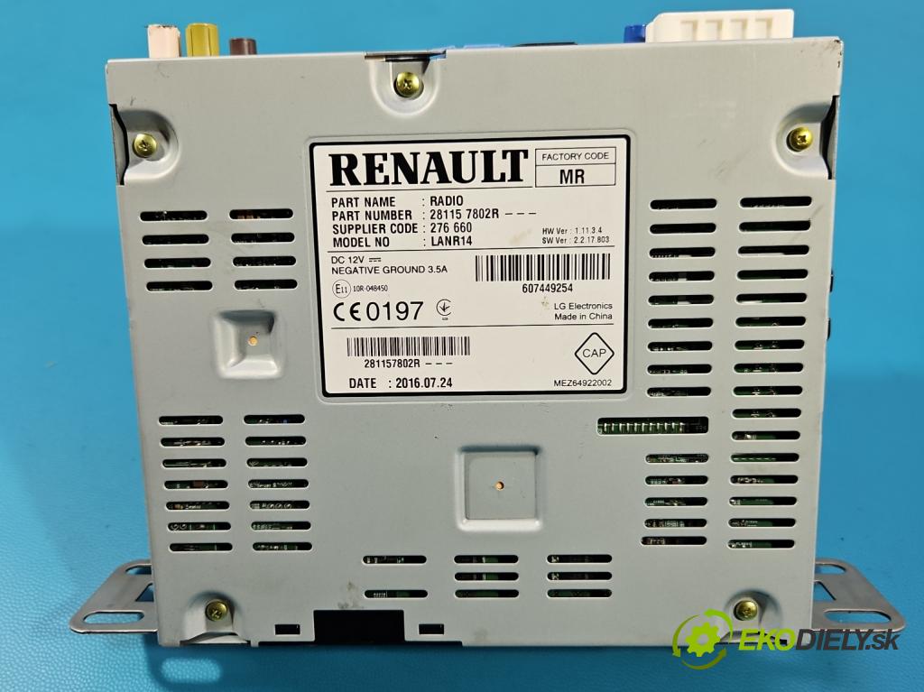 Renault Espace V 2014-2023 1.6 dci 160 hp automatic 118 kW 1598 cm3 5- Radio továrna: 281157802R